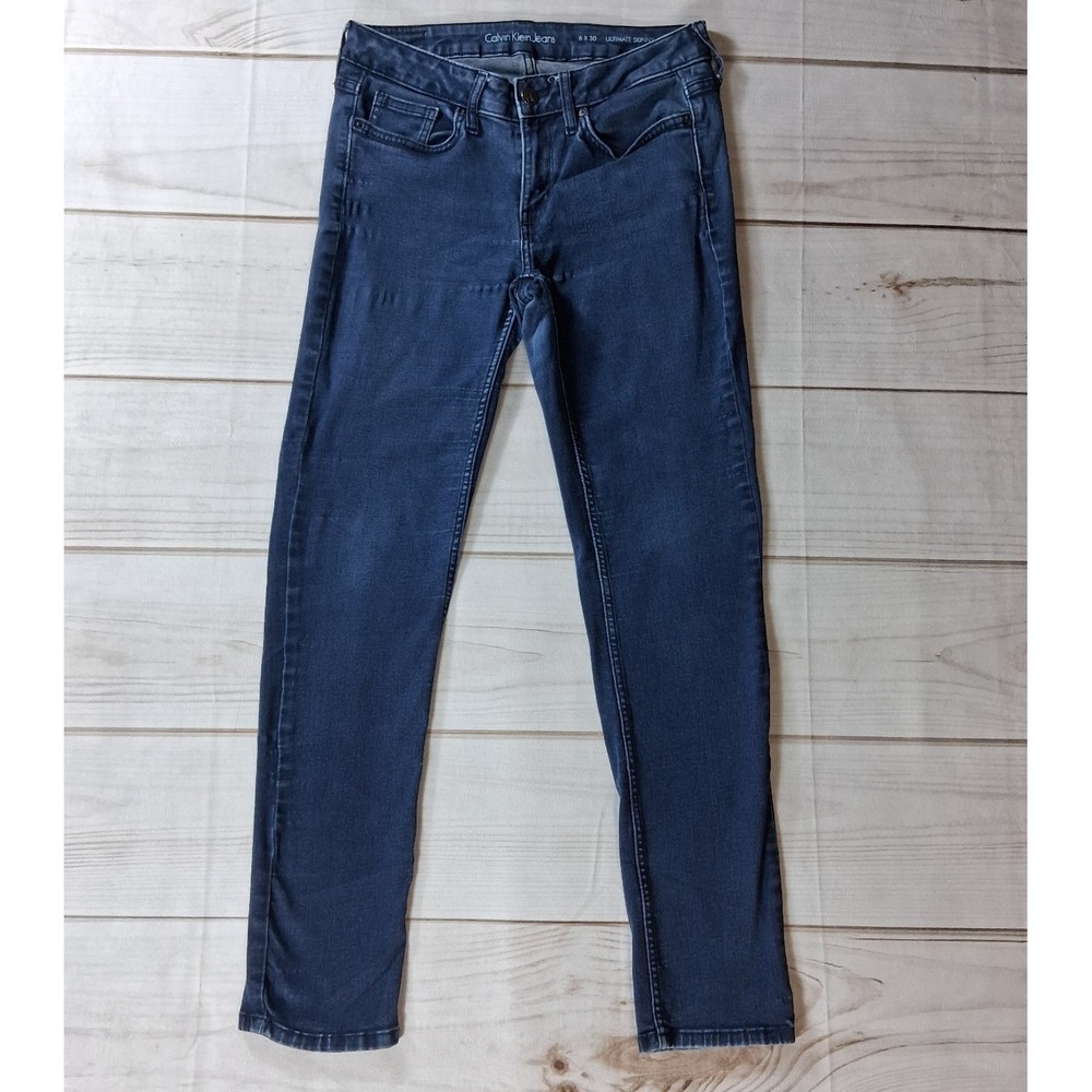 Calvin Klein Jeans Womens 6x30 Ultimate Skinny Dark Wash Stretch Denim Blue Sz 6